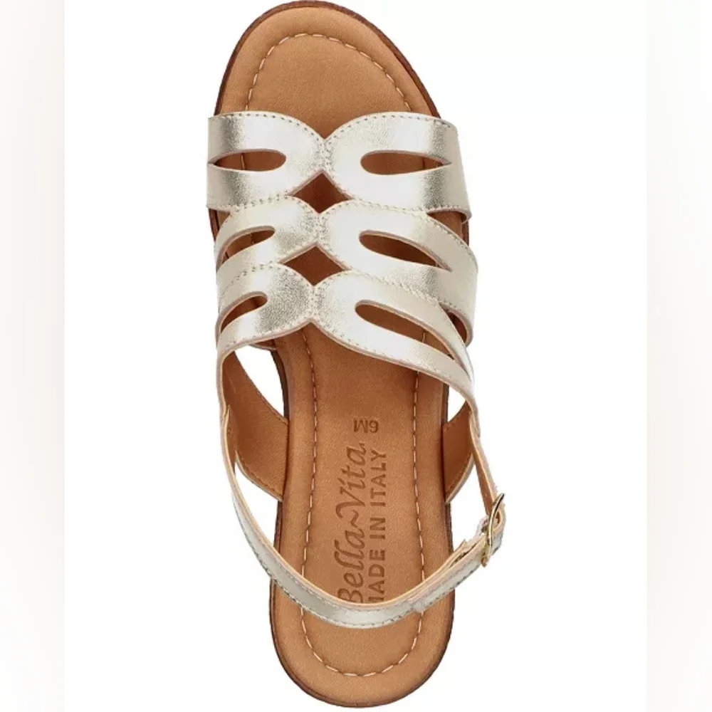 NWOB Bella Vita Women's Pri-Italy Platform‎ Sandals Champagne Gold Size 7